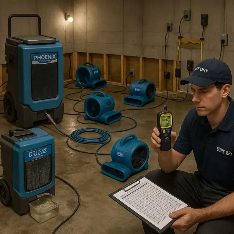 Structural Drying and Dehumidification process in Willowbrook, NY
